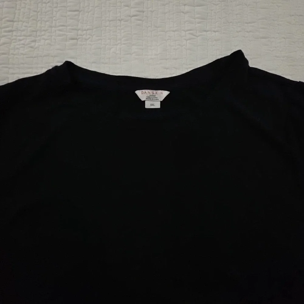 Danskin Supersoft Tulip Split Tunic Top Womens XXL Black‎ Short Sleeve Stretch